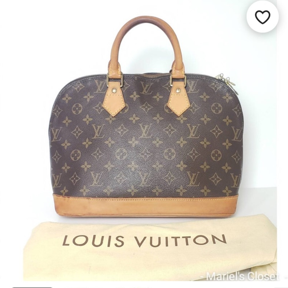 AUTHENTIC LOUIS VUITTON MONOGRAM ALMA Brown Handbag Purse Bag LV Canvas Leather